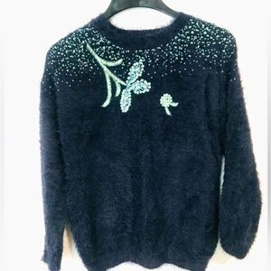 Zara winter collection Soft eyelashes Knit Sweater embroidered sequins